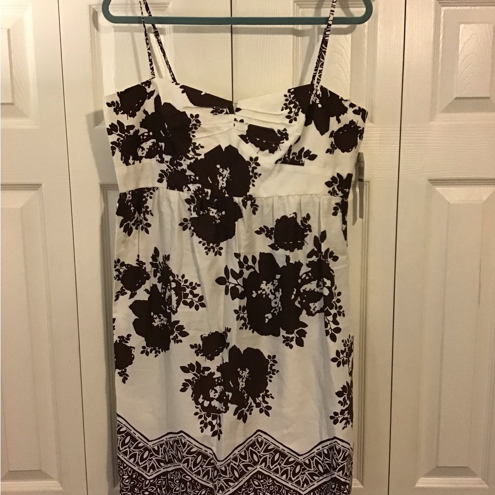 London Style dress brown white floral Size 16 New With Tags
